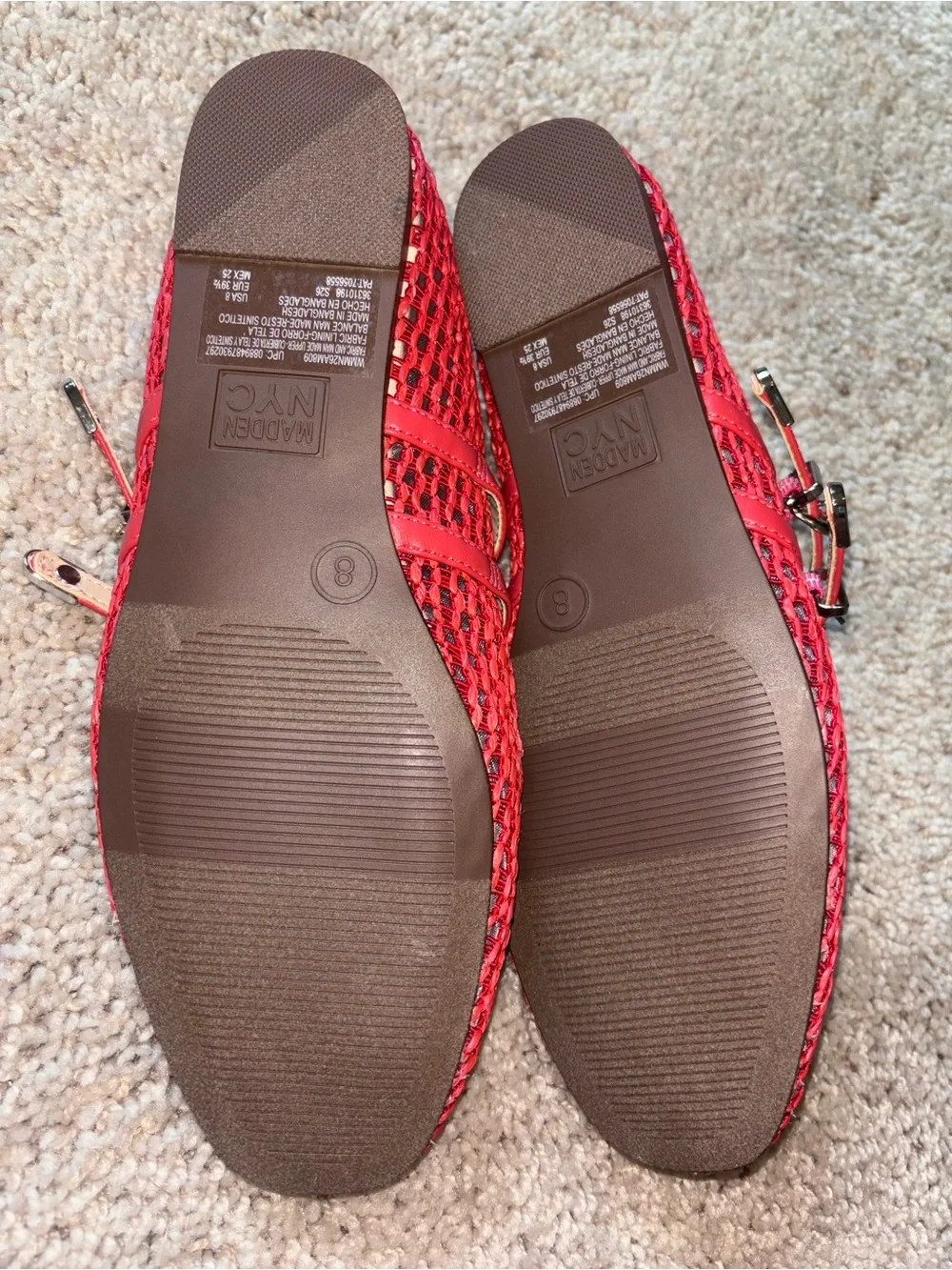 NWOT Madden NYC Red Woven Mesh Mary Jane Ballet Flats Double Strap Size 8
